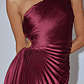 Brooklynn One-Shoulder Accordion Pleat Dress Wine - thumbnail 4