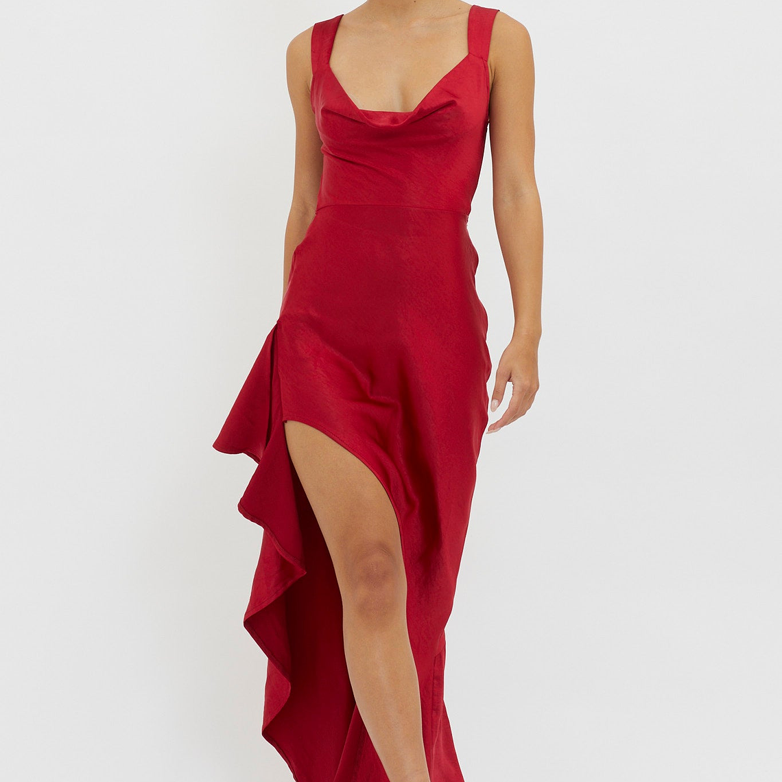 Ellianna Lace-Up Back Maxi Dress Red 1