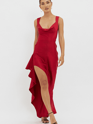 Ellianna Lace-Up Back Maxi Dress Red