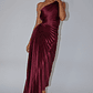 Brooklynn One-Shoulder Accordion Pleat Dress Wine - thumbnail 5