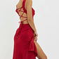 Ellianna Lace-Up Back Maxi Dress Red - thumbnail 3