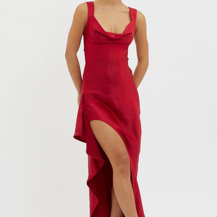 Ellianna Lace-Up Back Maxi Dress Red 4