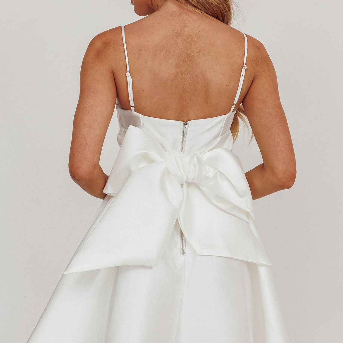 Athens Flared Bow Mini Dress White 1