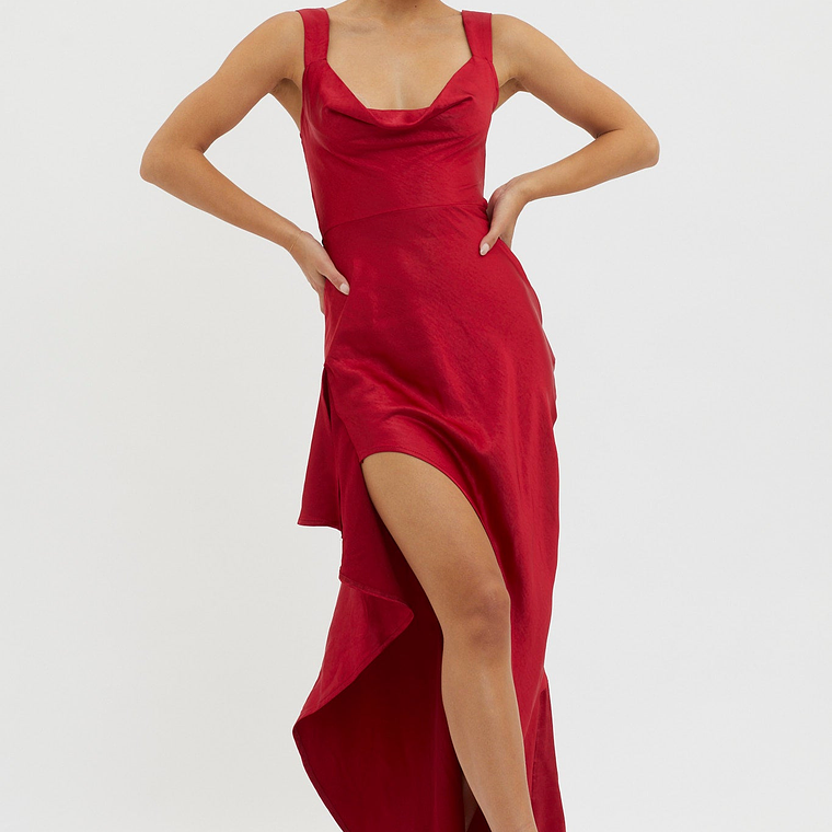 Ellianna Lace-Up Back Maxi Dress Red 5