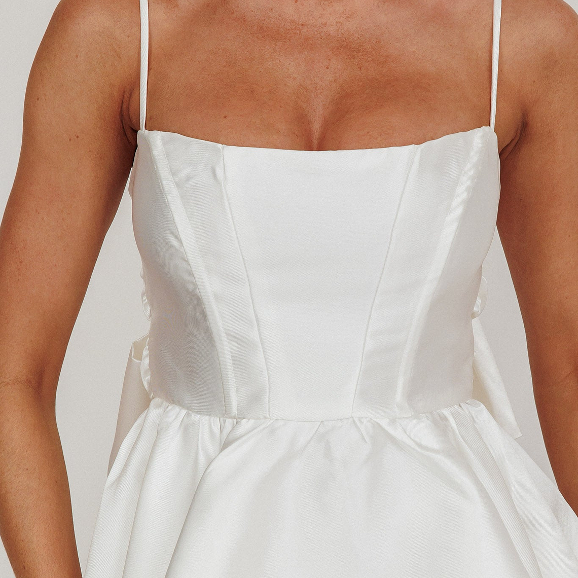 Athens Flared Bow Mini Dress White 3