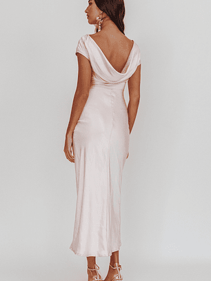 Loveland Cap Sleeve Cowl Back Midi Dress Blush