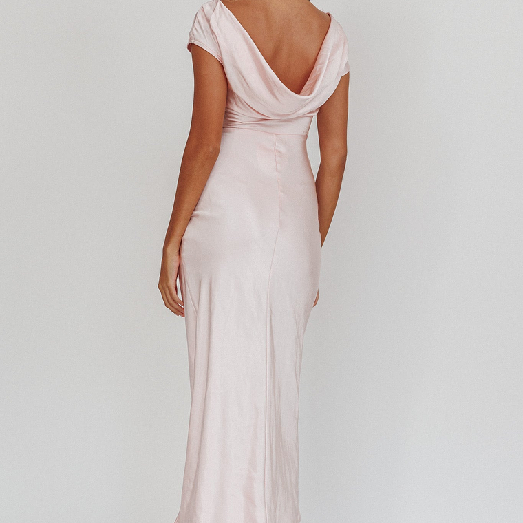 Loveland Cap Sleeve Cowl Back Midi Dress Blush 2