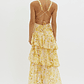 Veda Strappy Back Ruffle Midi Dress Floral Yellow - thumbnail 2