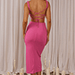 Dream Crush Lace-Up Back Side Split Midi Dress Hot Pink - thumbnail 2
