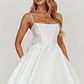 Athens Flared Bow Mini Dress White - thumbnail 7