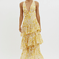 Veda Strappy Back Ruffle Midi Dress Floral Yellow - thumbnail 3