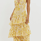Veda Strappy Back Ruffle Midi Dress Floral Yellow - thumbnail 4
