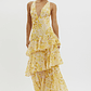 Veda Strappy Back Ruffle Midi Dress Floral Yellow - thumbnail 5