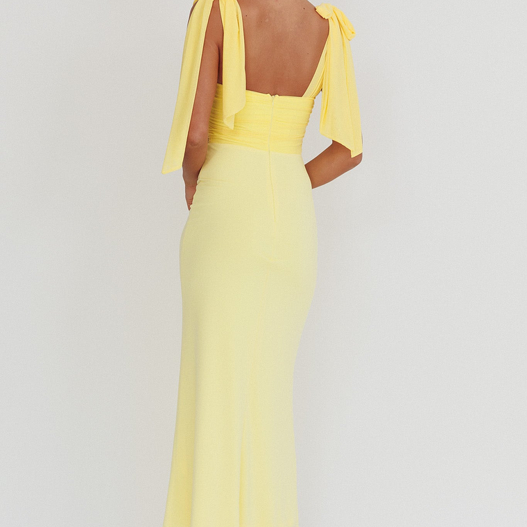 Starry Eyed Mesh Waist Maxi Dress Lemon 2