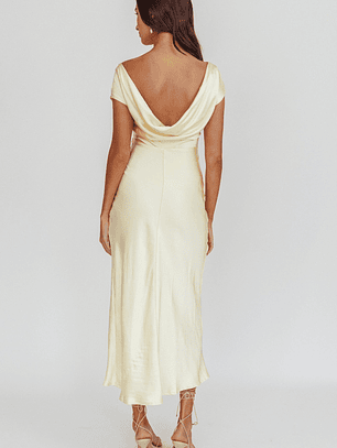 Loveland Cap Sleeve Cowl Back Midi Dress Butter