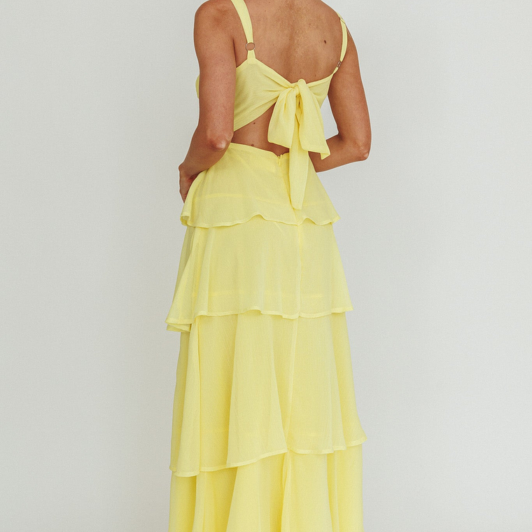 Provence Bloom Tiered Ruffle Maxi Dress Yellow 2