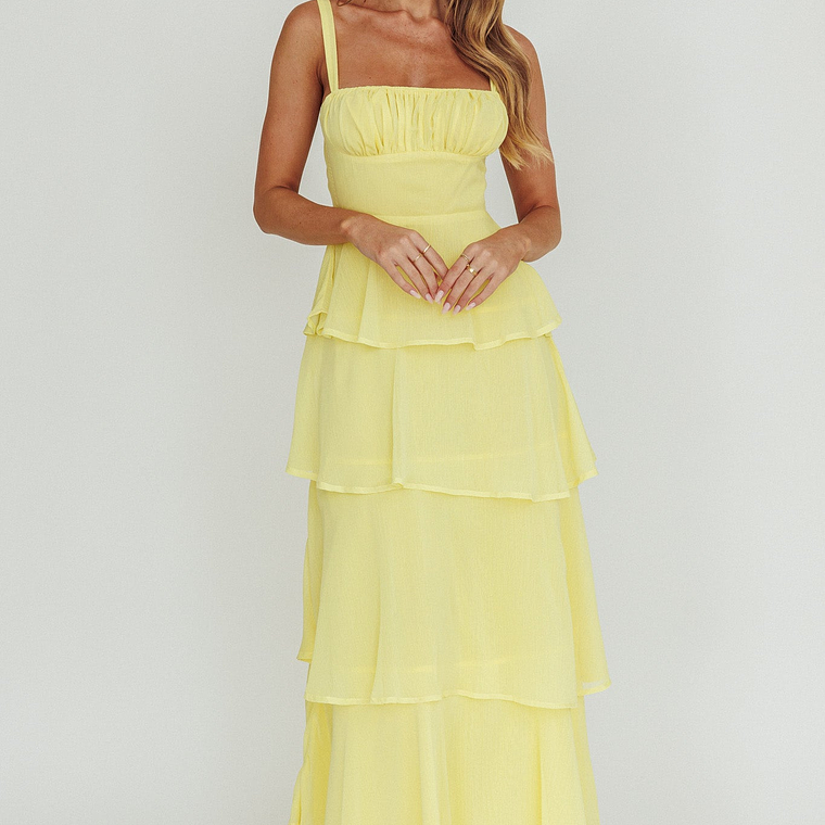 Provence Bloom Tiered Ruffle Maxi Dress Yellow 3