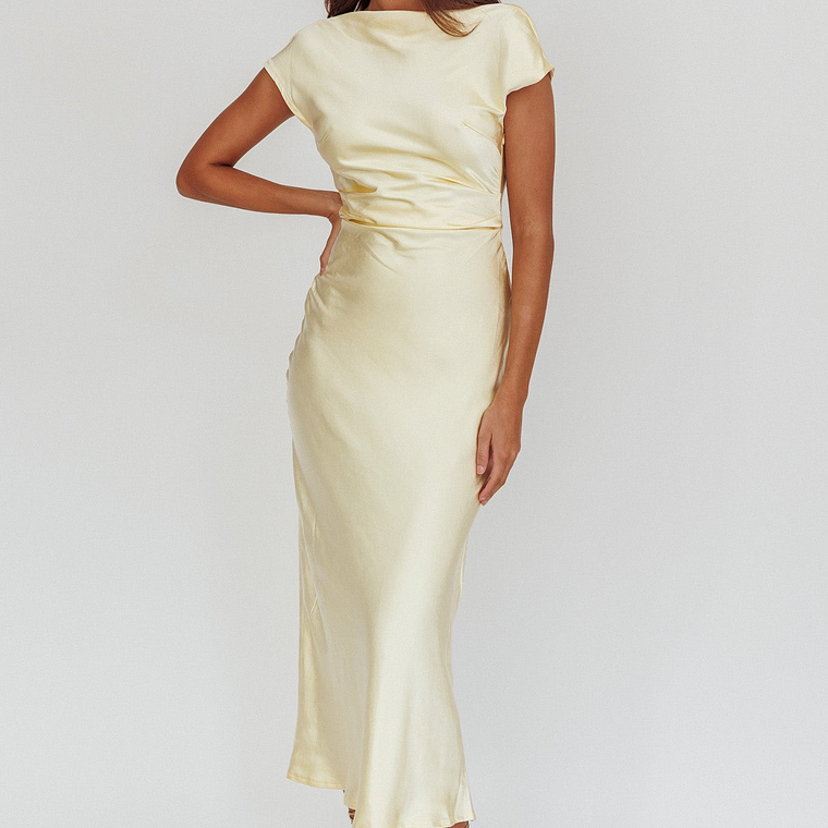 Loveland Cap Sleeve Cowl Back Midi Dress Butter 5