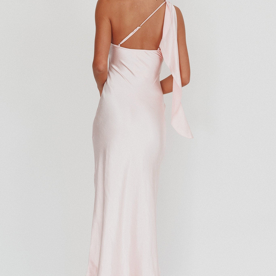 Carmel One-Shoulder Sash Maxi Dress Blush 3