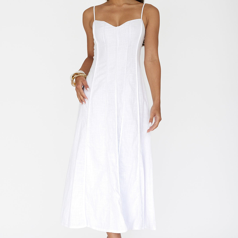 Vacay Pintuck Pleat Midi Dress White 1