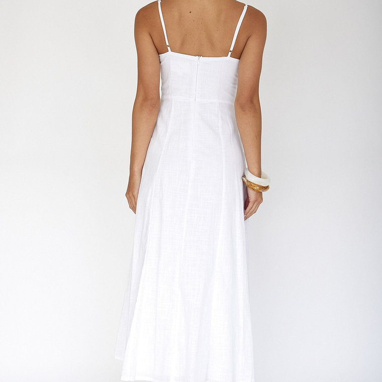 Vacay Pintuck Pleat Midi Dress White 3