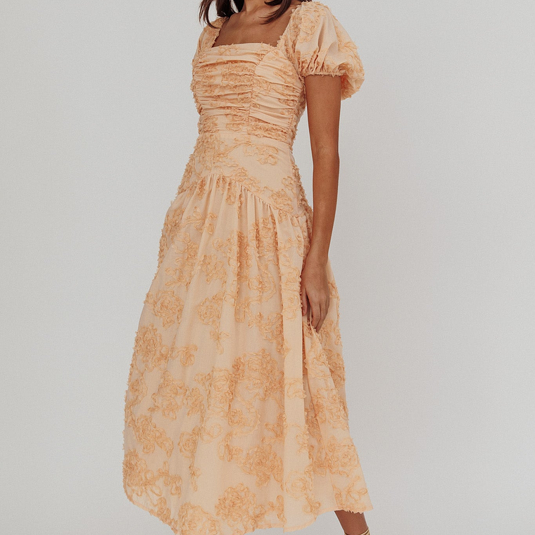 Telma Puff Sleeves Midi Dress Blush 1