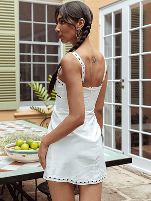 Sunbeam Ribbon Trim Mini Dress White