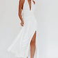 Italia Azure Gathered Waist Maxi Dress White - thumbnail 1
