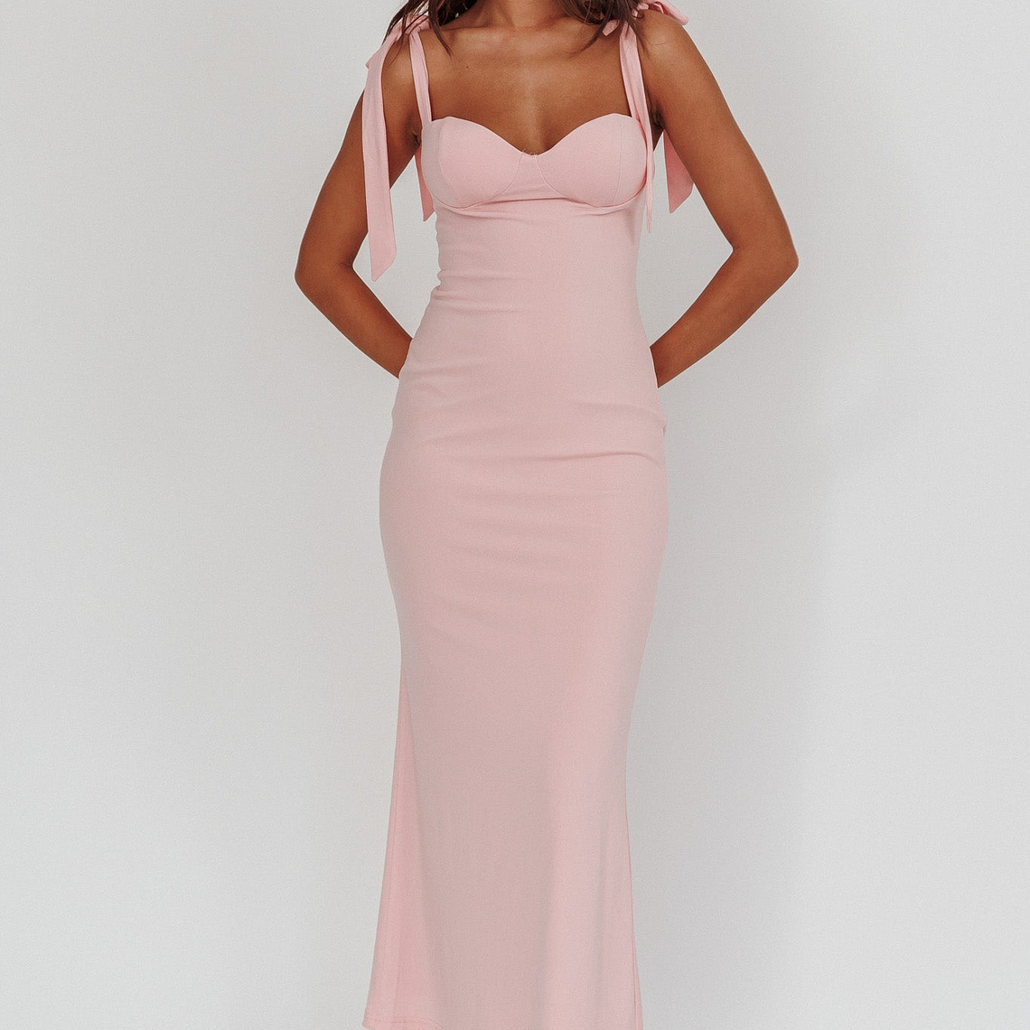 Rose Garden Tied Shoulder Maxi Dress Blush 3