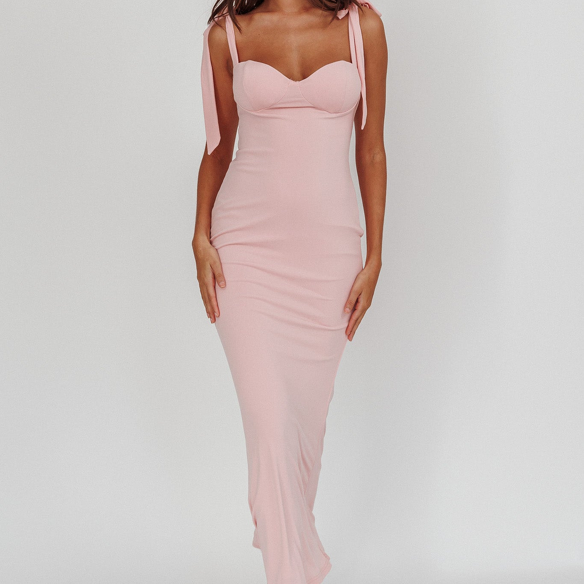 Rose Garden Tied Shoulder Maxi Dress Blush 5