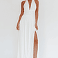 Italia Azure Gathered Waist Maxi Dress White - thumbnail 5