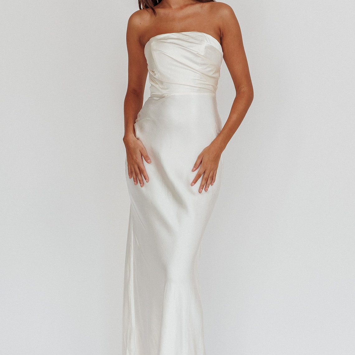 City Of Stars Strapless Maxi Dress Oyster 1