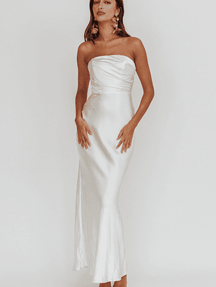 City Of Stars Strapless Maxi Dress Oyster