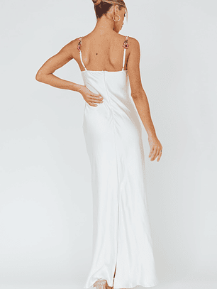 Rose Garden Floral Applique Midi Dress Oyster