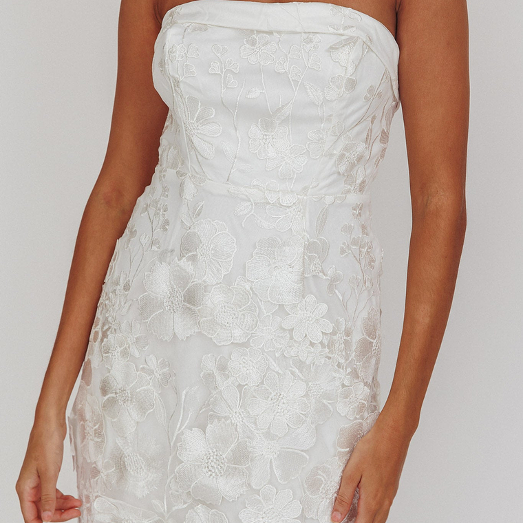 Flora Day Strapless Floral Embellished Mini Dress White 5