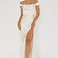 Lucinda Off-Shoulder V-Back Dress Champagne - thumbnail 3
