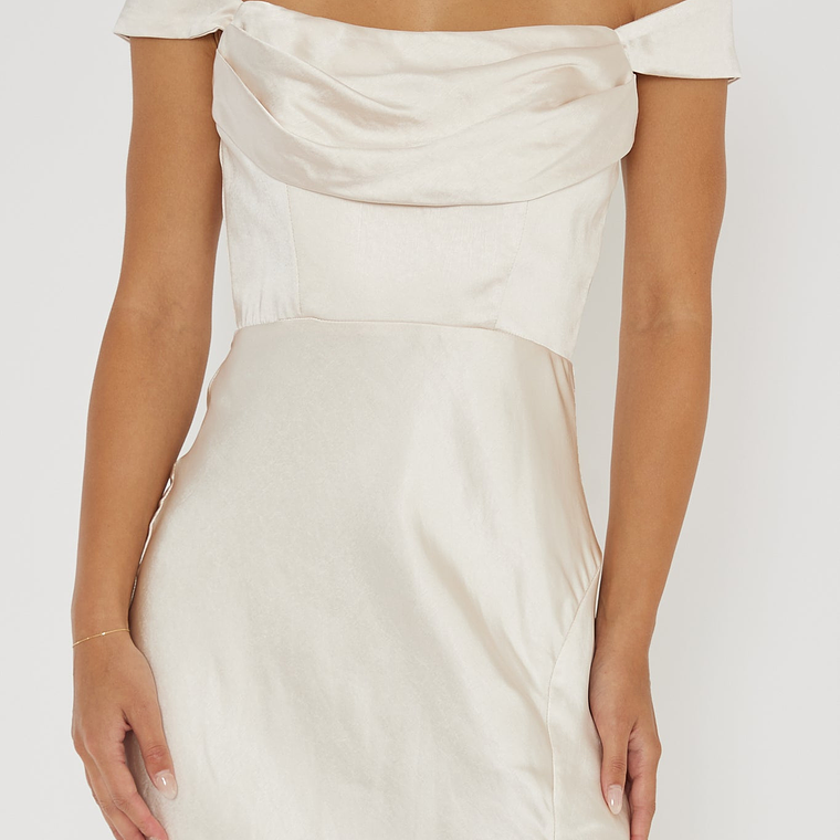 Lucinda Off-Shoulder V-Back Dress Champagne 4