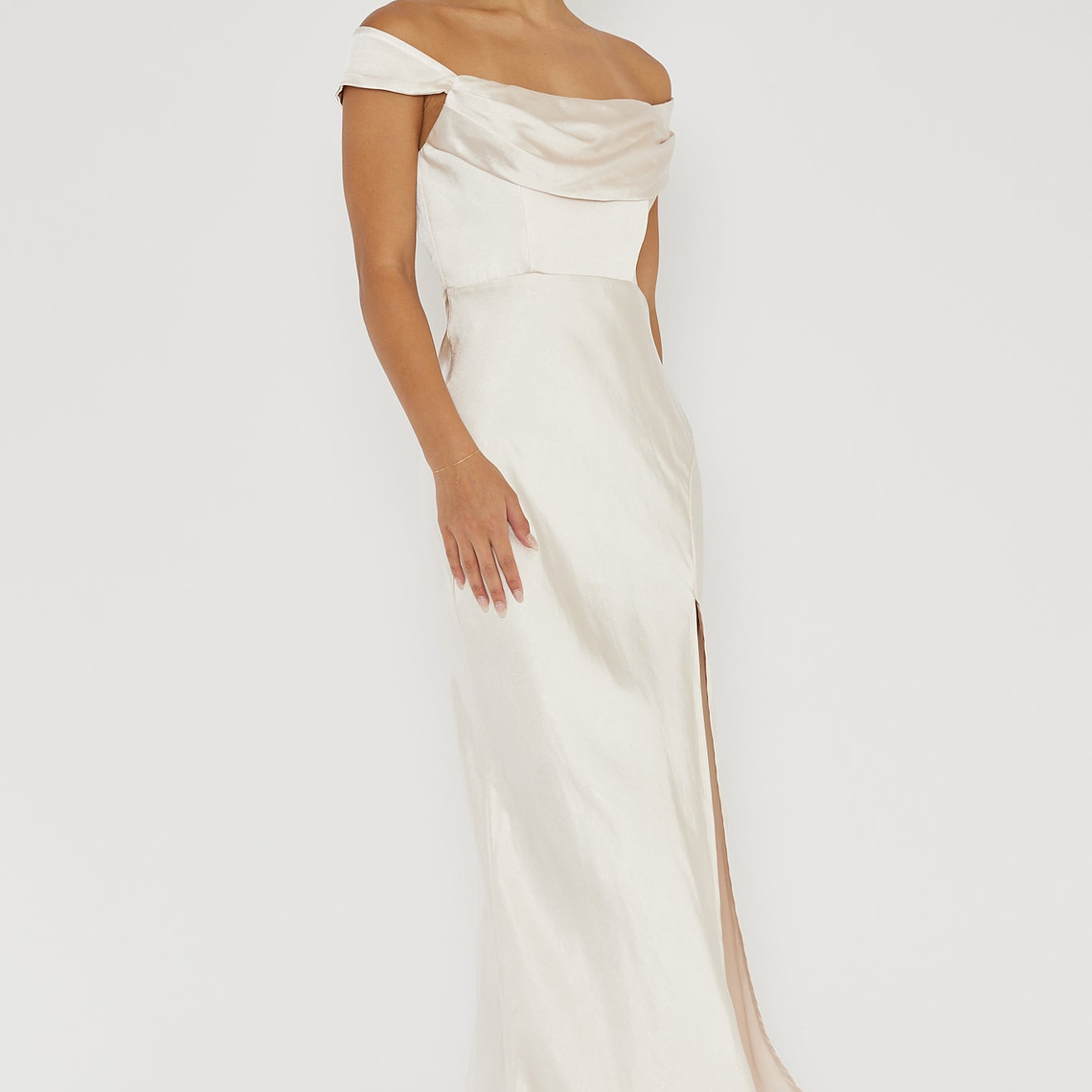 Lucinda Off-Shoulder V-Back Dress Champagne 5