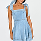 Jeanie Bow Shoulder Mini Dress Denim - thumbnail 1