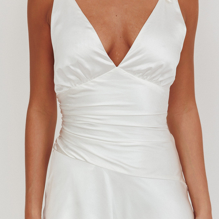 Aquila Tied Shoulder High-Low Hem Dress Oyster 3