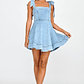 Jeanie Bow Shoulder Mini Dress Denim - thumbnail 3