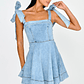 Jeanie Bow Shoulder Mini Dress Denim - thumbnail 5