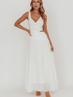 First Dates Waist Cut-Out Maxi Dress White
