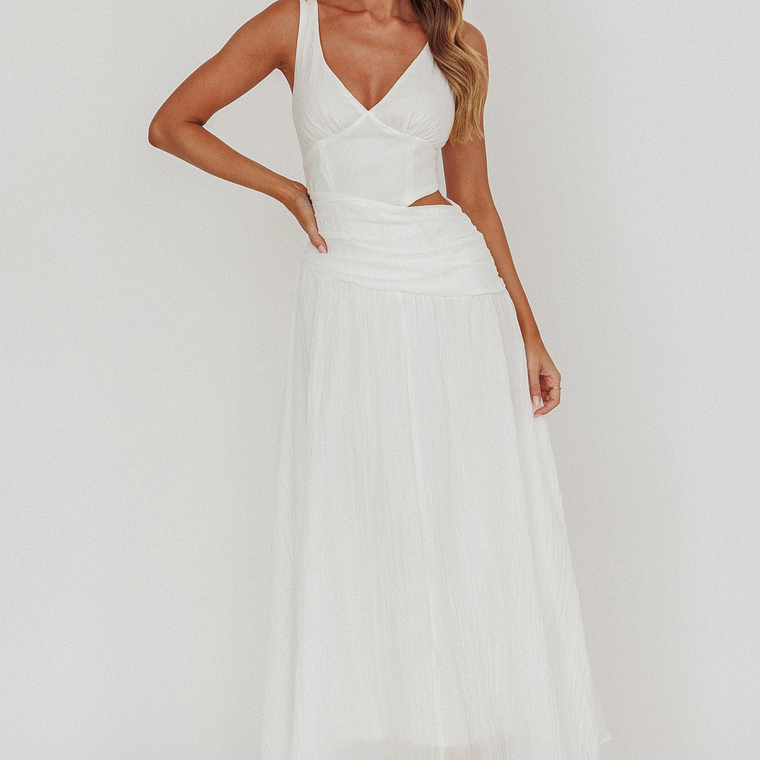 First Dates Waist Cut-Out Maxi Dress White 1