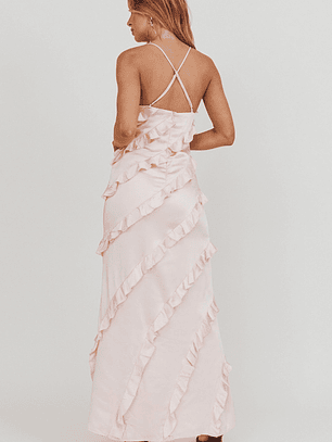Arrabel Ruffle Trim Maxi Dress Blush
