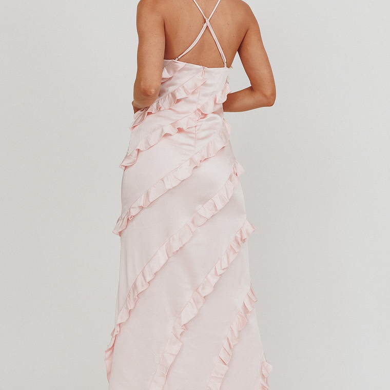 Arrabel Ruffle Trim Maxi Dress Blush 2