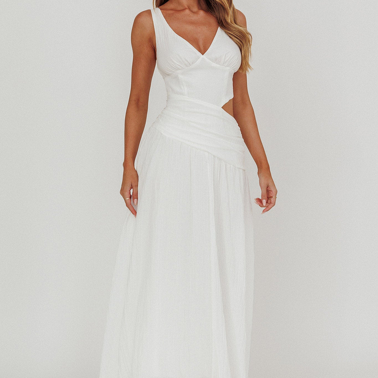 First Dates Waist Cut-Out Maxi Dress White 4