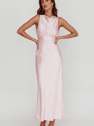 Isabella Satin Backless Maxi Dress Pink