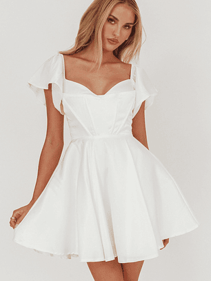 Tamelia Flutter Sleeve Mini Dress White