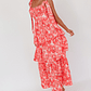 Arlowe Tied Shoulder Tiered Midi Dress Floral Pink - thumbnail 1